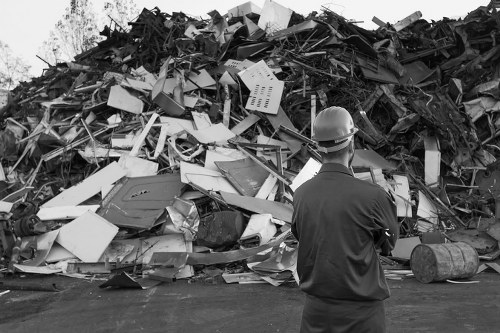 Professional clearing rubbish waste from a house